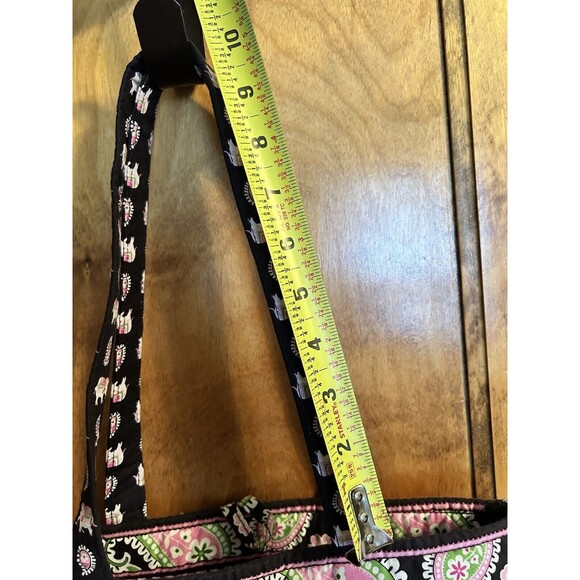 Retired Vera Bradley Small Tote Pink Elephants Paisley Toggle Shoulder Bag - Picture 9 of 10